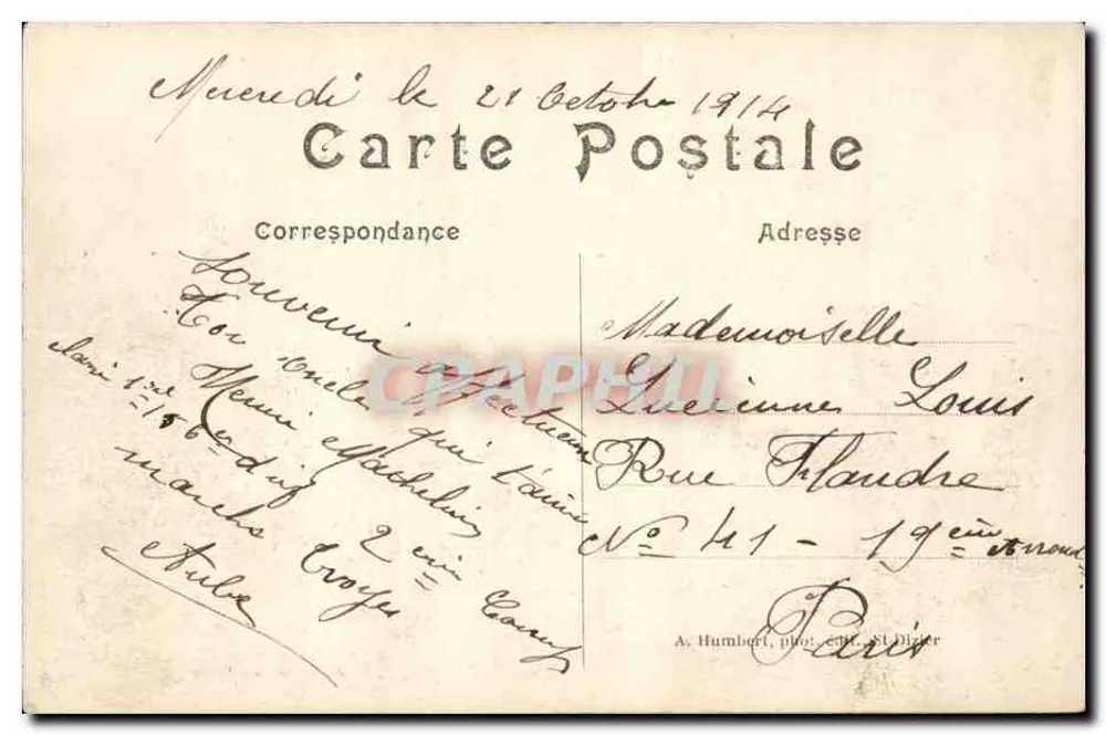 Sermizie (Marne) — Die Cheminon Straße nach dem Bombardement — Liturgische Reproduktion - Rückseite