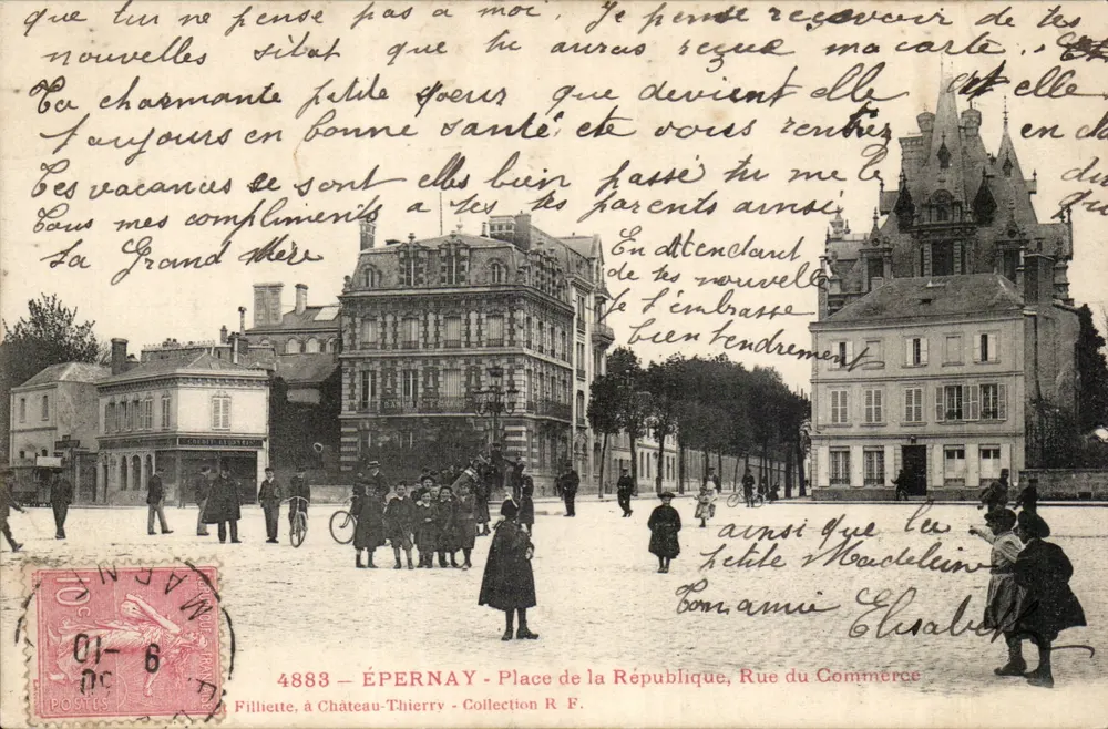 Épernay — Praça da República, Rua do Comércio — Filihette, Castelo-Thierry - Frente
