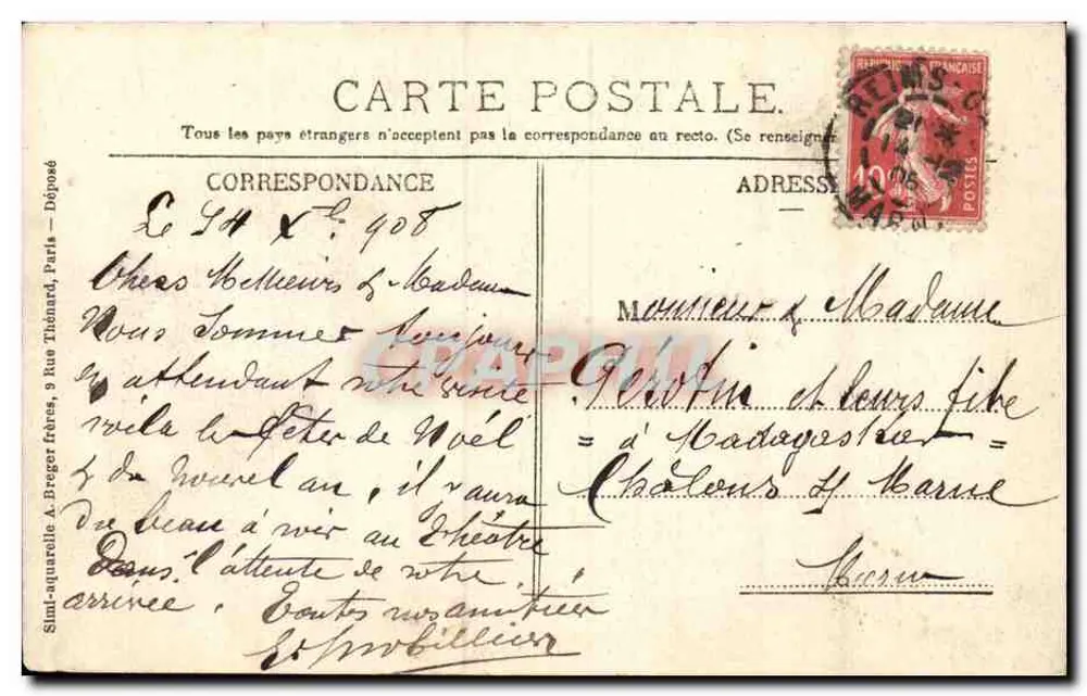 Reims — O Teatro — Edição T. D., Reprod. interd. - Verso