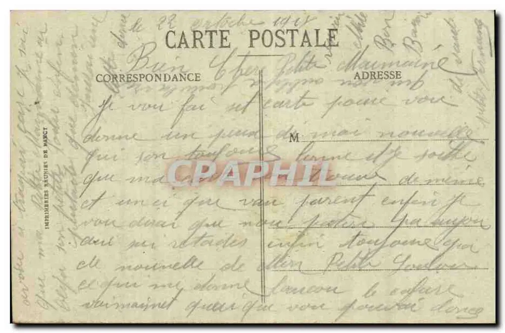 Champagney - Rue du Centre — Ausgabe E. Mayer, 40, r. de France, Belfort - Rückseite