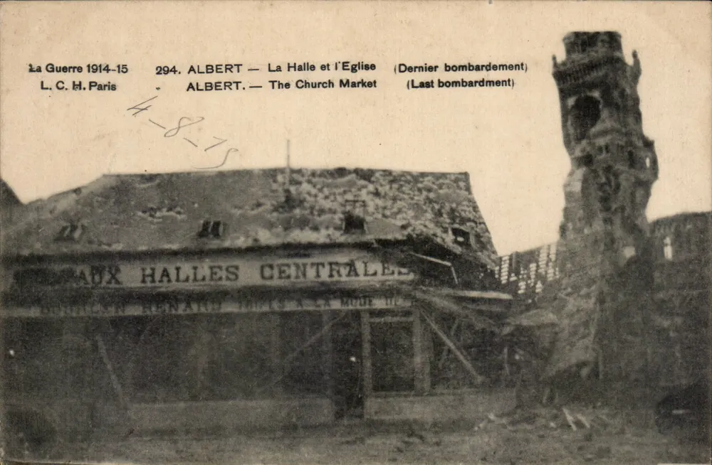 Albert — A Halle e a Igreja — Último bombardeio — L.C.H. Paris n°294 - Frente