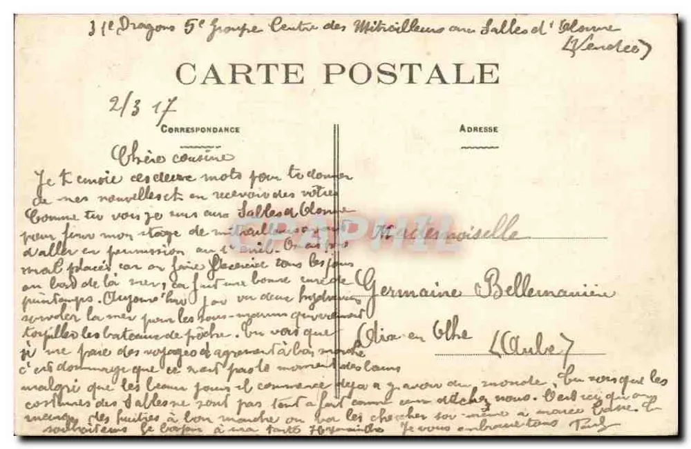 Les Sables-d'Olonne — Em reconhecimento... — Pons, editor, N° 443 - Verso