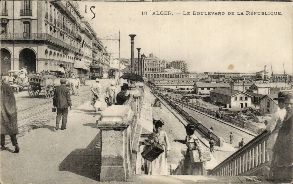 Alger — El Boulevard de la República — Colección Ideal C.P.A. - Anverso