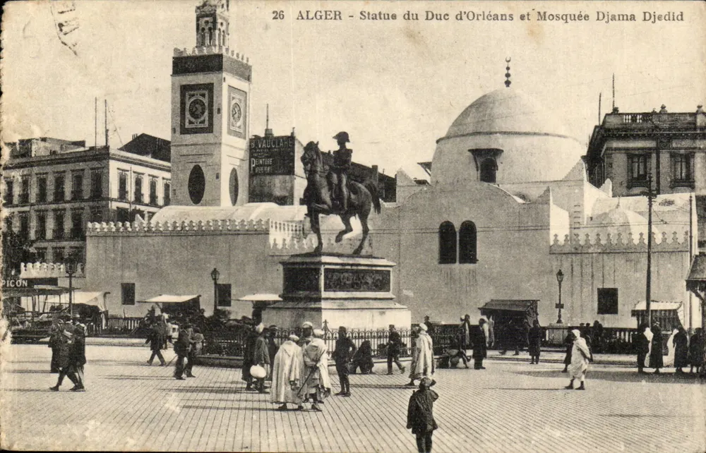 Algier - Statue des Herzogs von Orléans und Moschee Djama Djedid — Picon & Y. Alger - Vorderseite