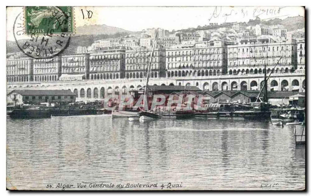 Alger — Allgemeiner Blick auf den Boulevard & Quai — Graphique, Nr. 54 - Vorderseite