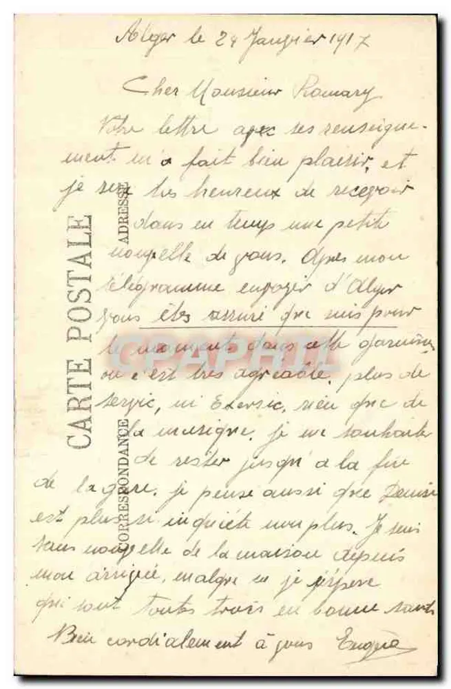 Argel — A Posta — Galerias de Argel - Verso