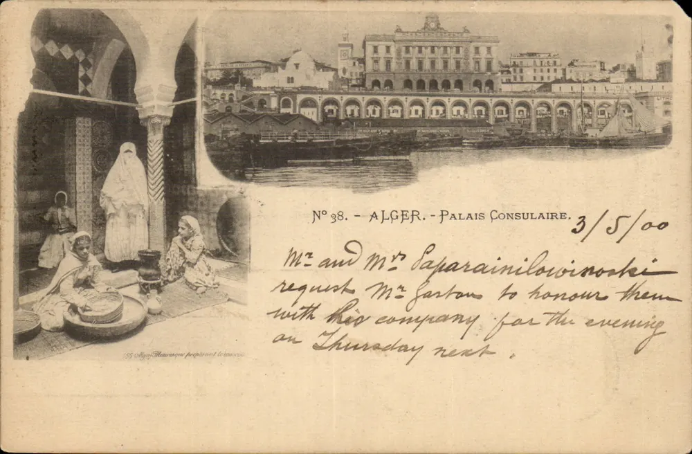 Argélia - Palácio Consular — vista da cidade e cena de vida — editor: Collage Thaurasque, n°38 - Frente