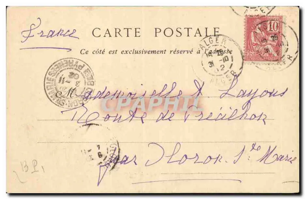 Algier - Der Boulevard des Palmiers an einem Sturmtag — L. Roancy, Collections ND. Phot - Rückseite