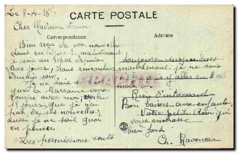 Verdun - Onderkant van de Rue Saint-Pierre — ruïnes na de gevechten — uitgever H. Visé, Parijs, n° 516 - Achterkant