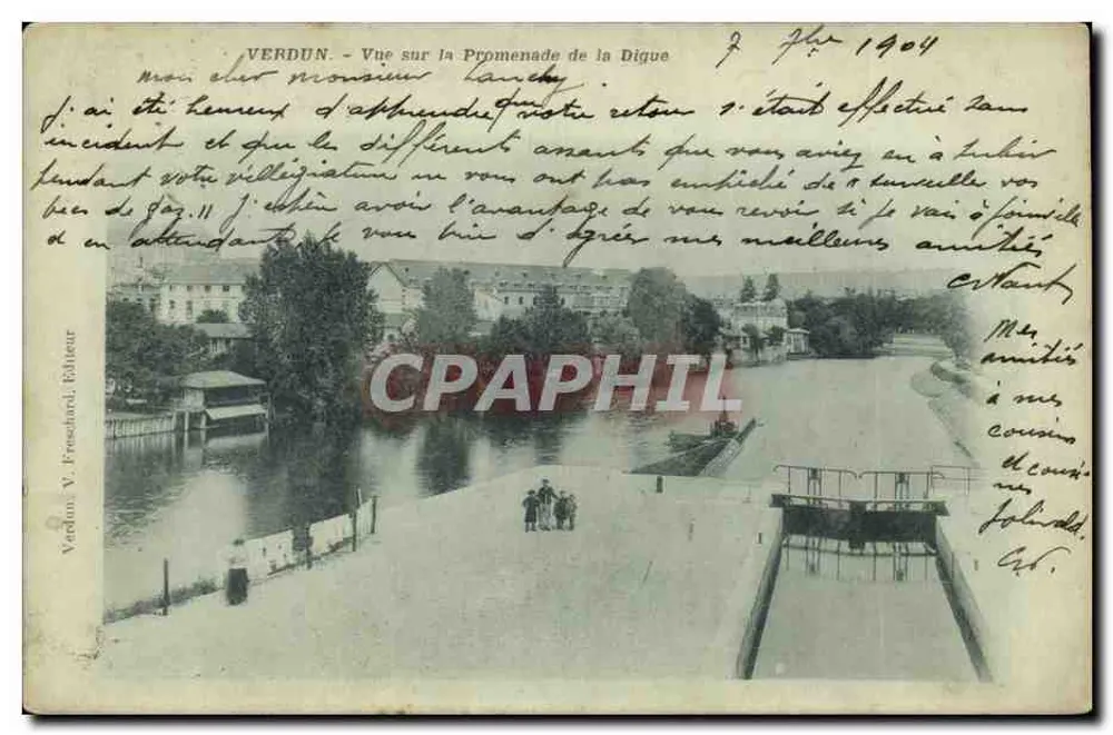 Verdun — Blick auf die Digue Promenade — V. Freschard, Verleger - Vorderseite