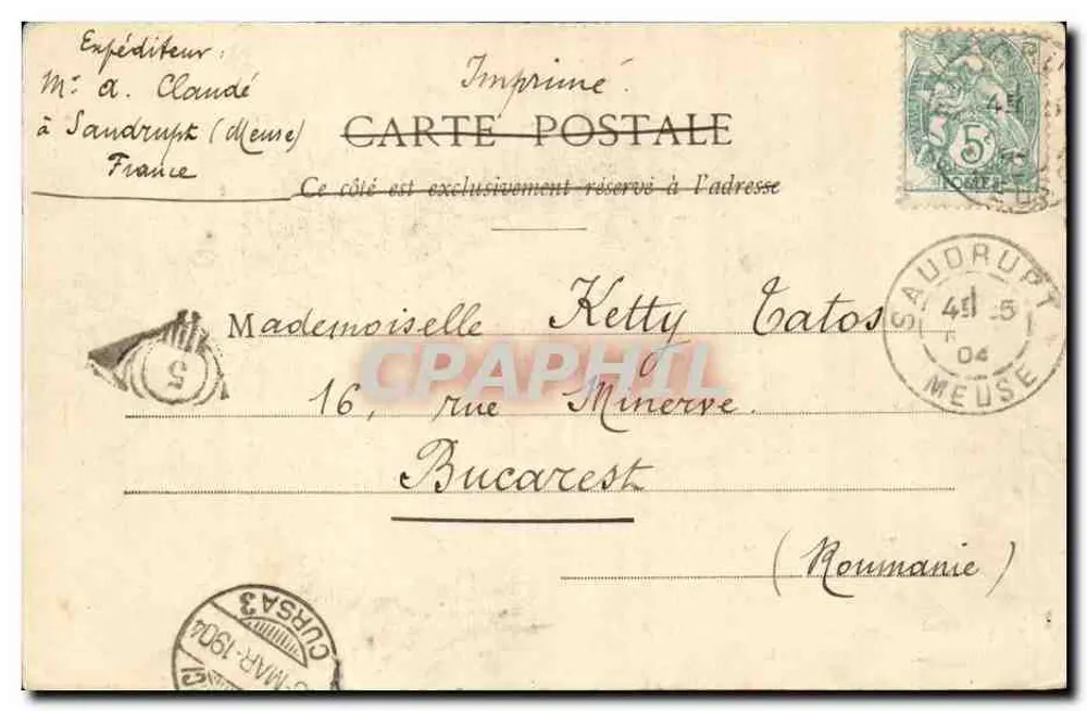 Castelo de Jeand'Heurs - A Cascata - Sandruypt (Meuse) - 25 de Março de 1904 - Verso