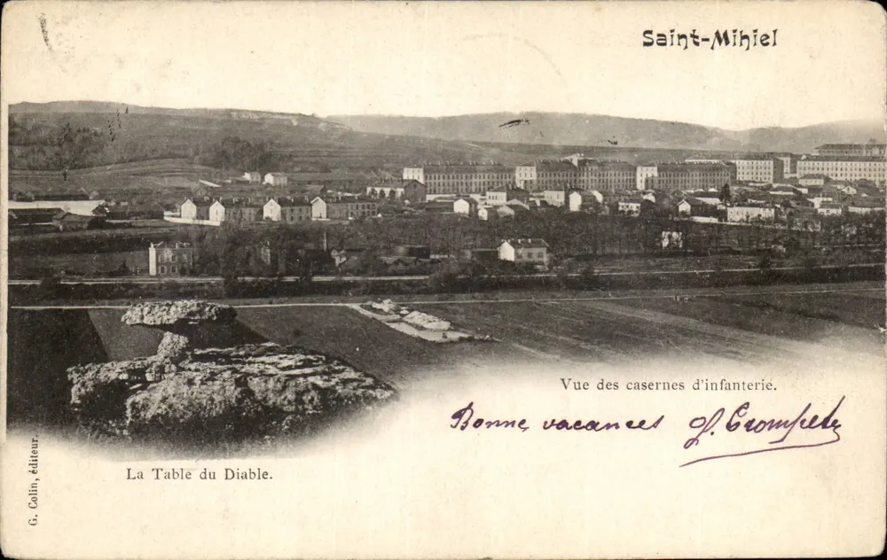 Saint-Mihiel — Ansicht der Infanteriebarracks und Die Tafel des Teufels — G. Colin, Verlag - Vorderseite