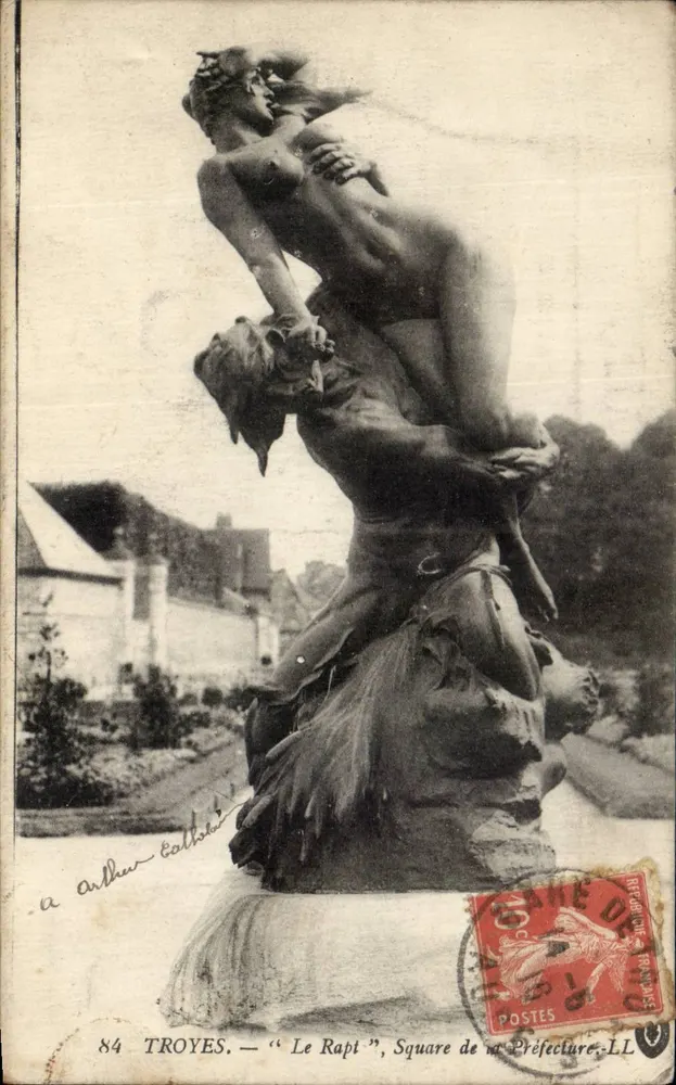 Troyes — « O Rapto », Praça da Prefeitura — editor não visível, número de série 84 - Frente
