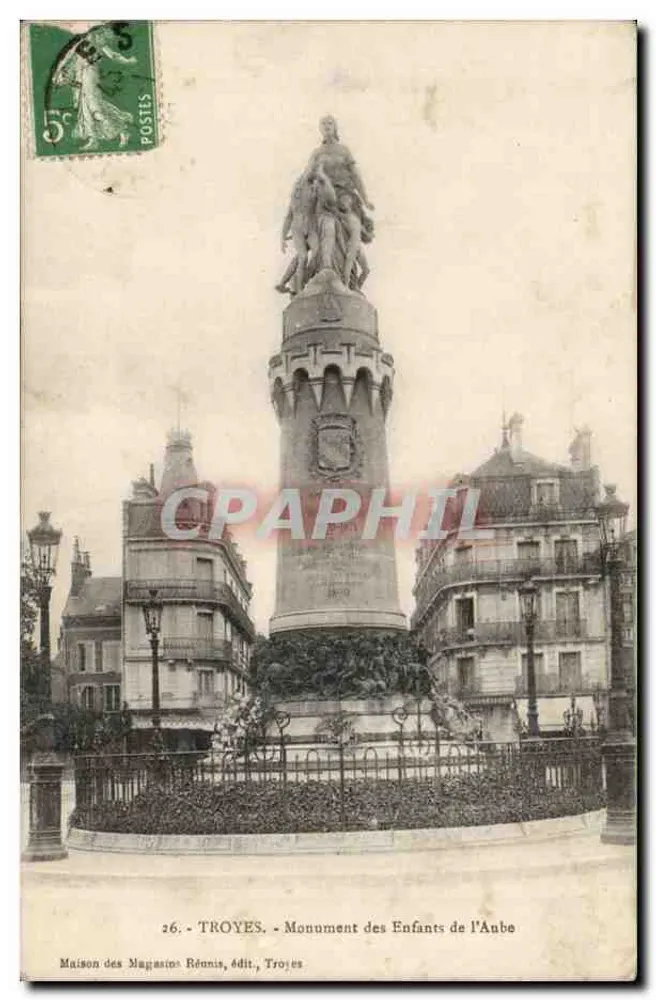 Troyes - Denkmal der Kinder der Aube — Maison des Magasins Réunis, Verlag, Troyes - Vorderseite
