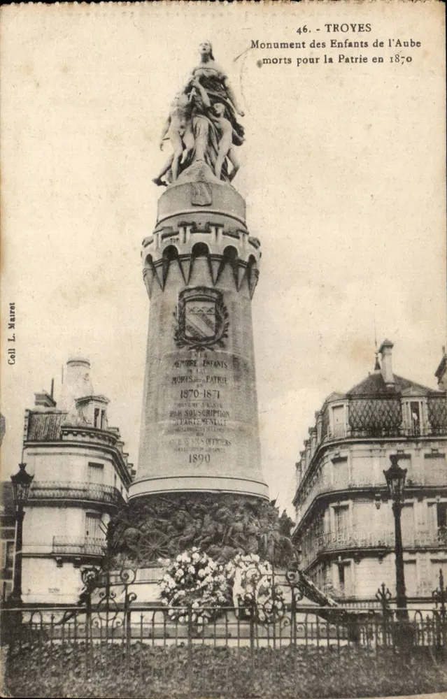 Troyes - Denkmal für die Kinder der Aube, die 1870 für das Vaterland starben — Coll. L. Mairet - Vorderseite