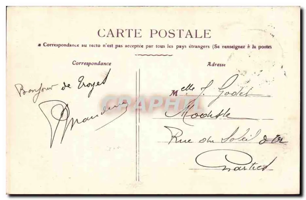 Troyes — Denkmal der Kinder der Aube — Sammlung T. G. - Rückseite