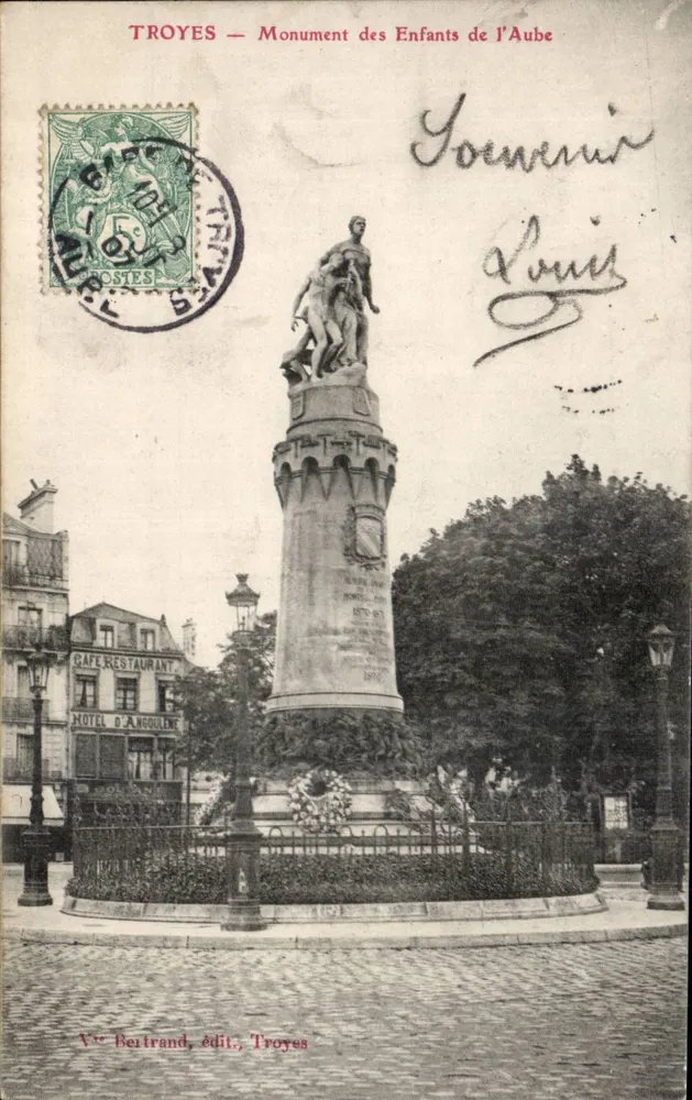 Troyes — Denkmal der Kinder der Aube — V.° Bertrand, Verlag Troyes - Vorderseite