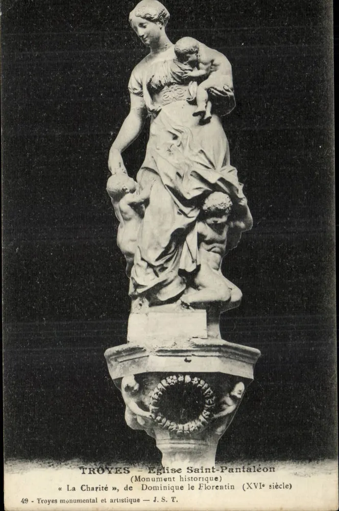 Troyes - Kerk van Sint Pantaleon — « De Barmhartigheid », van Dominique le Florentin (16e eeuw) — J.S.T. - Voorkant