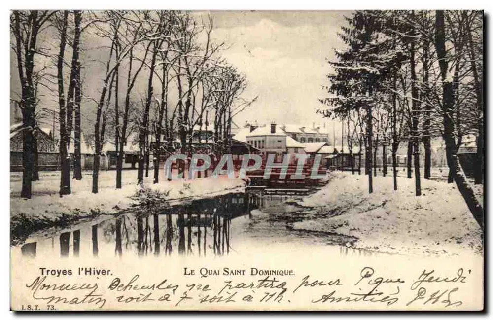Troyes L'Inverno — Il Ponte Saint Dominique — I.S.T. 73 - Recto