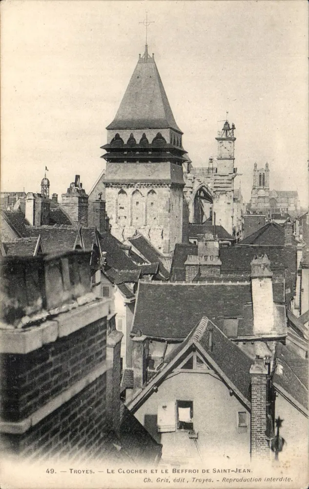 Troyes — Der Turm und der Glockenturm von Saint-Jean — Ch. Gris, Verlag, Troyes - Vorderseite