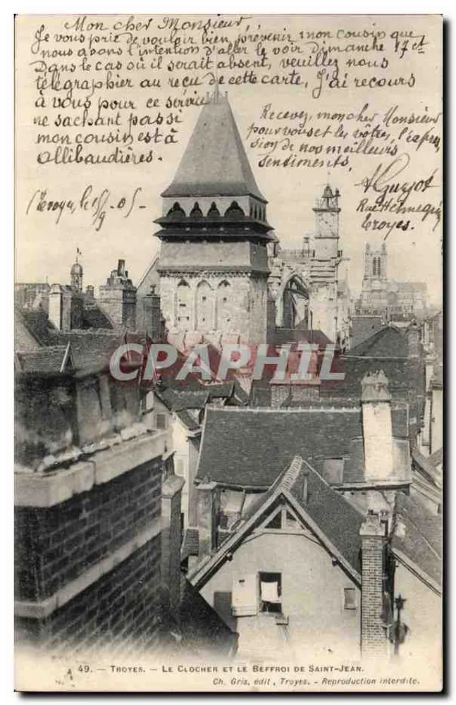 Troyes — Der Glockenturm und der Turm der Saint-Jean — Ch. Gria, Verlag Troyes - Vorderseite