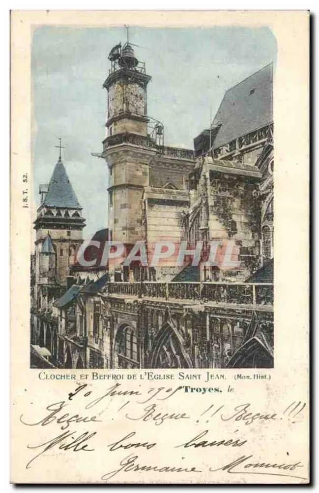 Glockenturm und Turm der Kirche Saint-Jean — Troyes (Mon. Hist.) - Vorderseite