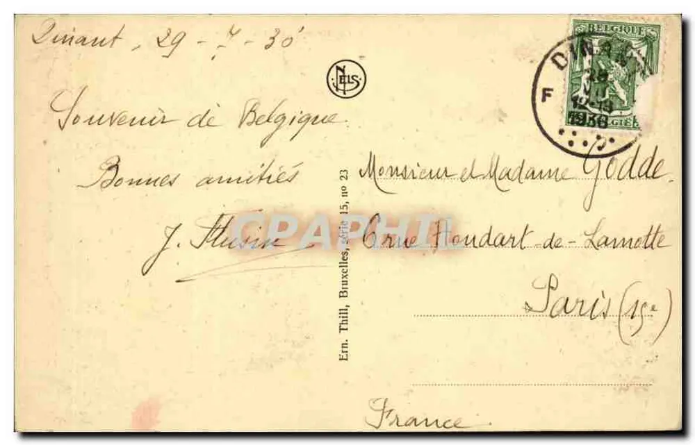 Freyr Les Rochers — Ansicht des Rheins und der Klippen — Verleger N. L. S. (N. L. S.) - Rückseite