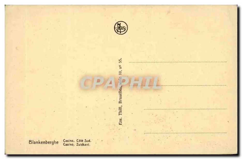 Casino du Sud — Brüssel — Verleger Thill, Serie 10 Nr. 55 - Rückseite