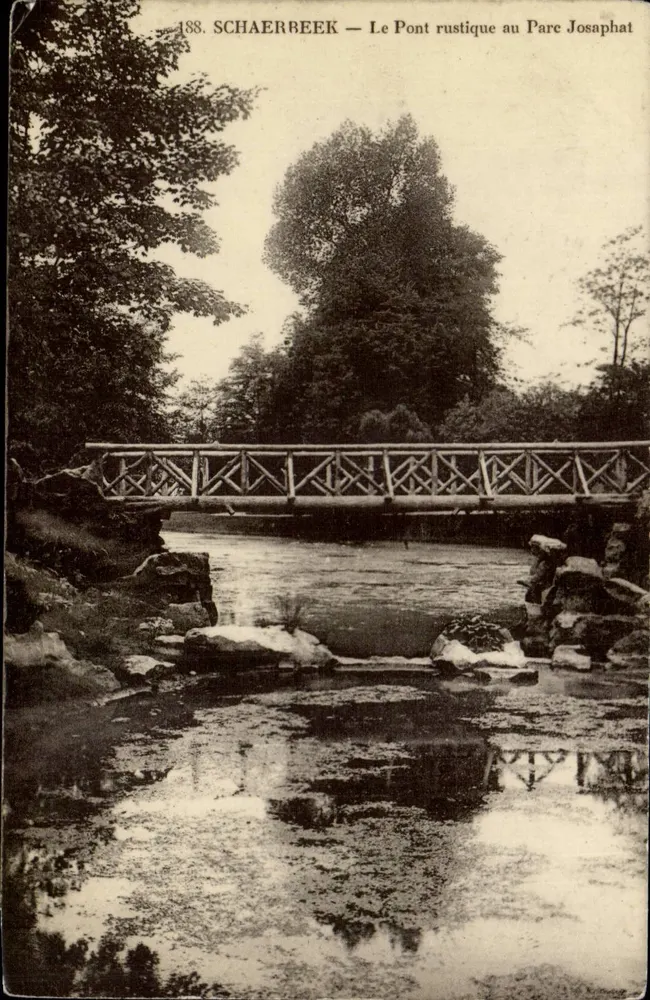 Schaerbeek — Rustikaler Brücke im Josaphat Park — Grand Bazar Ansopach, Brüssel - Vorderseite