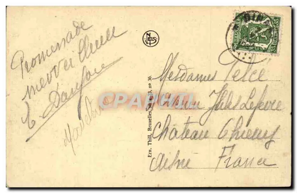 Dinant Felsen von Bayard und Boot « Mouettes » — Verlag NUS, Nr. 36 - Rückseite