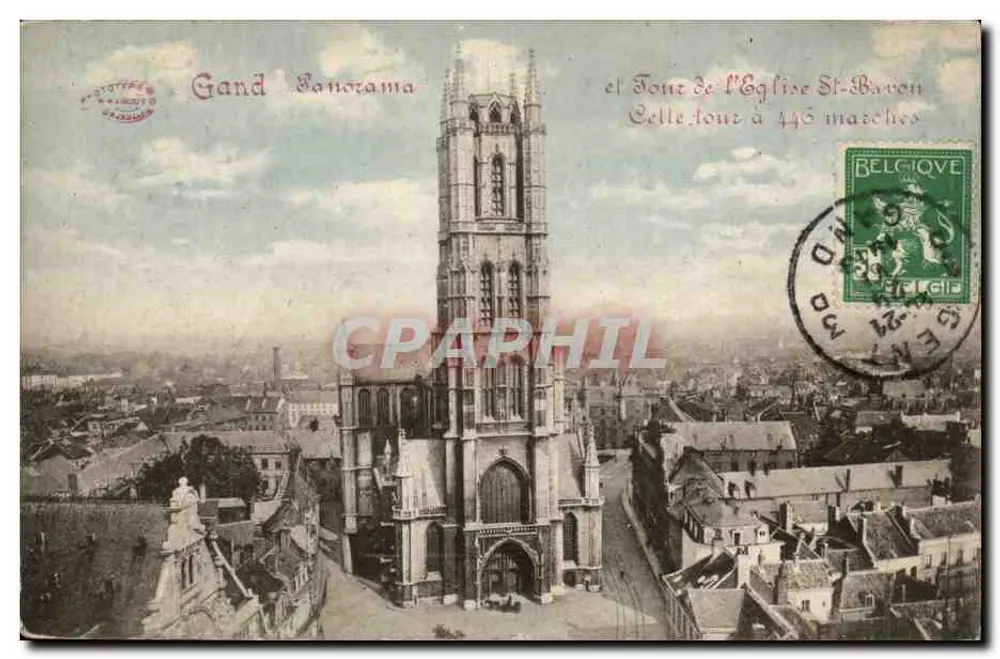 Turm der Kirche Saint-Bavon — Gent, Belgien — Phototypie Brancovid, Brüssel - Vorderseite