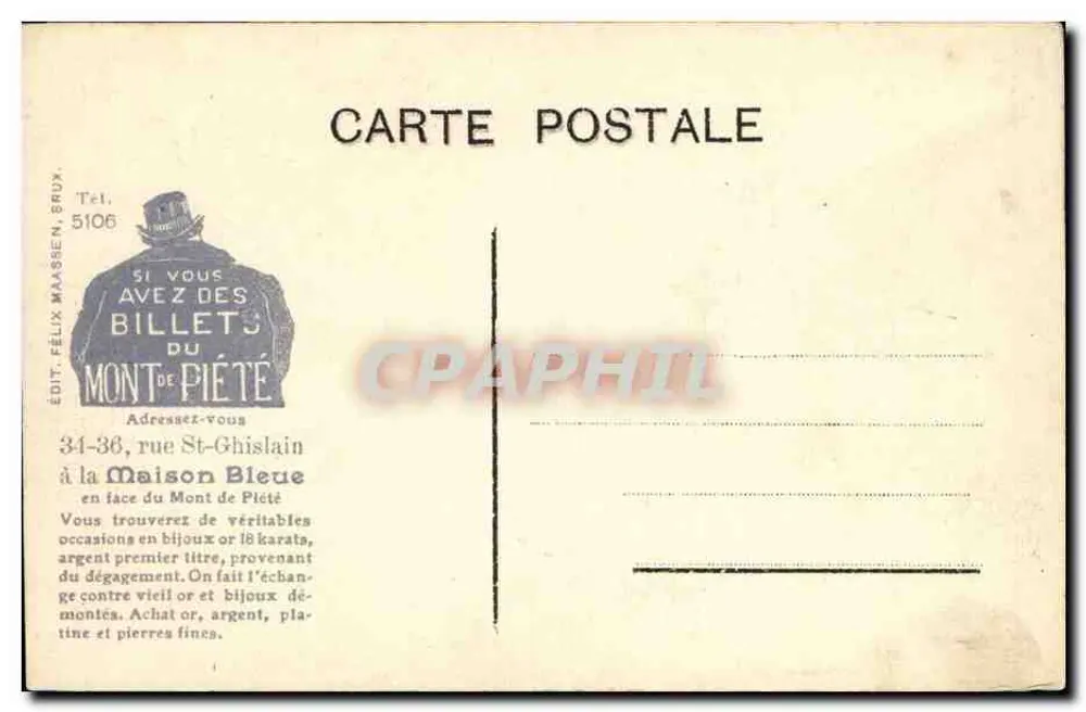 Gand — Chaire der Wahrheit von St-Bavon — Verlag Félix Maassen, Brüssel - Rückseite