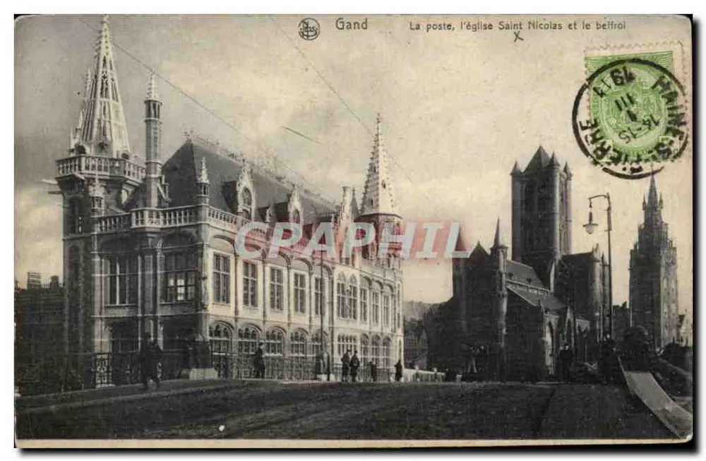 Gand — Die Post, die Kirche Saint Nicolas und der Glockenturm — Neils, Brüssel, Serie Nr. 89 - Vorderseite