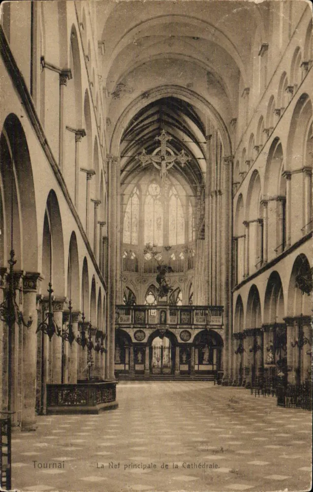 Tournai — Die Kirchenschiff der Kathedrale — Nela Pruckelée, Serie Nr. 9 - Vorderseite