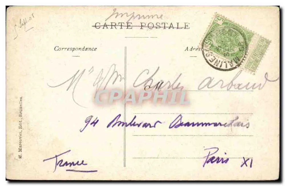 Malines — O Ponte gótico — Pap. Verheyden, rue de Bruul, Malines - Verso