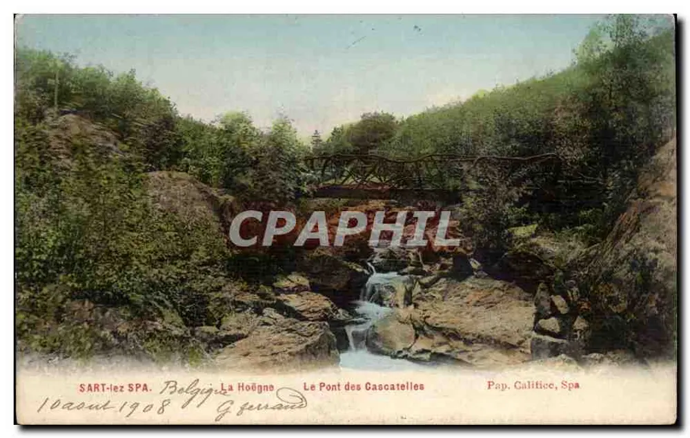 SART-LEZ-SPA. Belgien. La Hoëgne — Die Brücke der Cascades — Pap. Calitice, Spa - Vorderseite