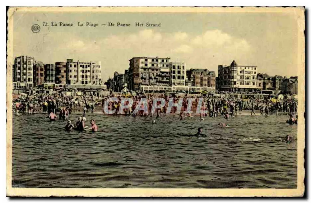 La Panne — La Plage — De Panne — Het Strand — Fototipie A. Dohmen, Bruxelles, n°72 - Voorkant