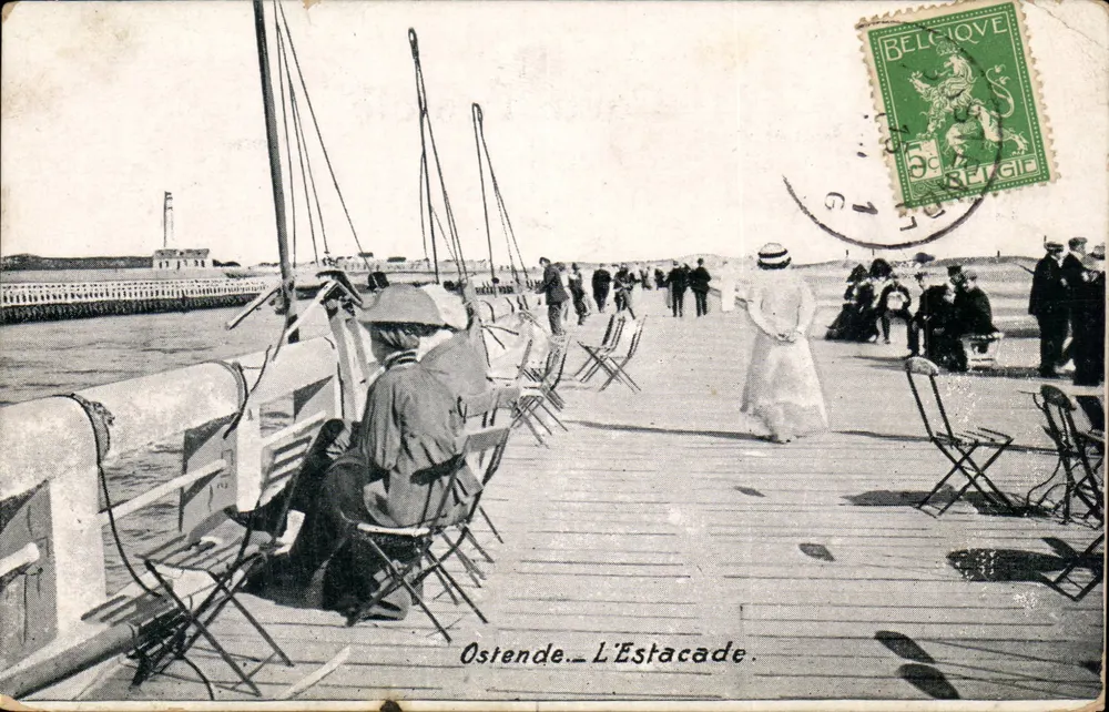 Ostende - A Estacada — editor V.G., avenue du Midi, Bruxelas - Frente