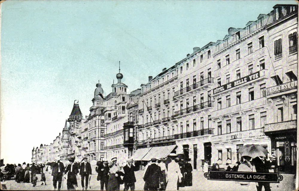 Ostende, La Digue — Hotel de Belle Vue — wydawca Contenental - Awers
