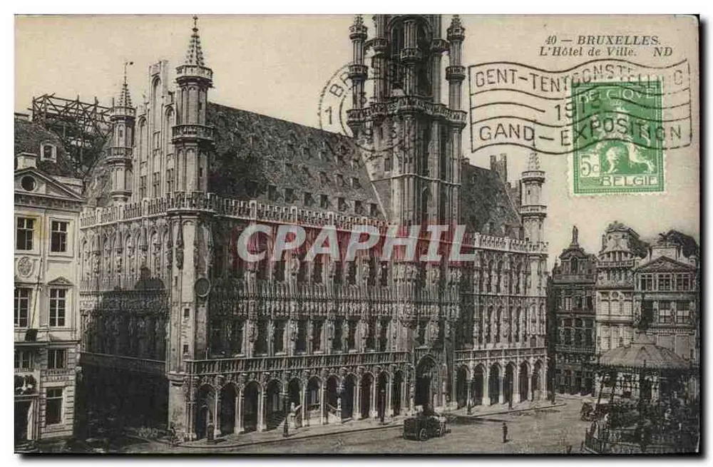 Brüssel - Das Rathaus — Ausstellung von Gent, 1910 - Vorderseite