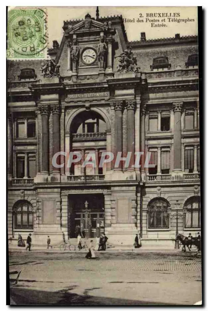 Brüssel — Hotel des Postes et Télégraphes — Eingang — Grand Bazar Ansposch, Verlag - Vorderseite