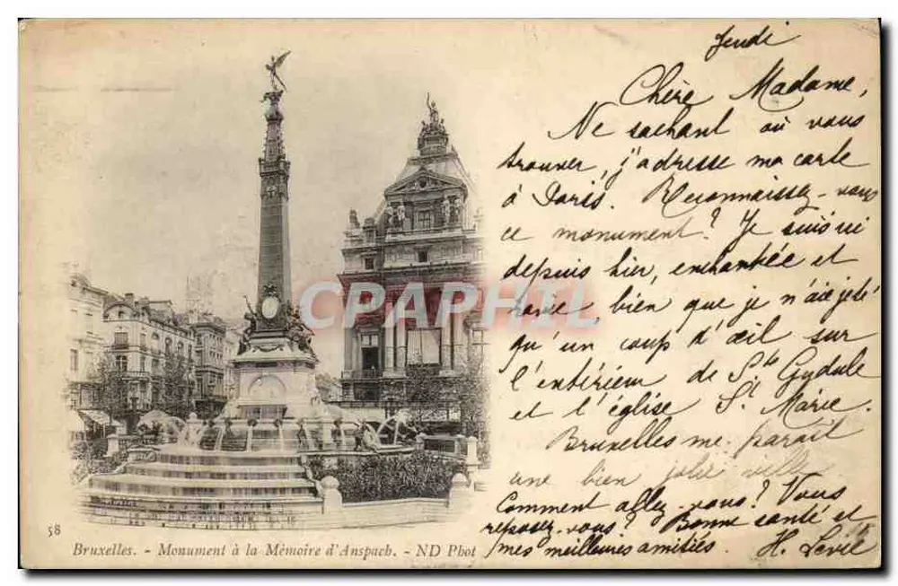 Brüssel - Denkmal zur Erinnerung an Anspach - ND Phot - Vorderseite