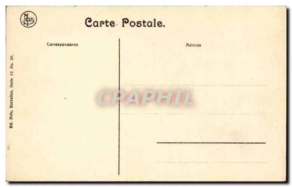 Brügge — Innenansicht des Béguinages — Ed. Nels, Brüssel, Serie 12, Nr. 30 - Rückseite