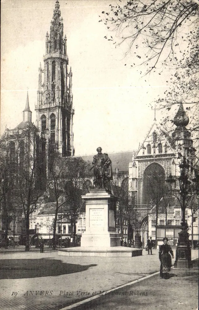 Antwerpen — Place Verte und Rubens-Monument — anonymer Verlag, Seriennummer 19 - Vorderseite