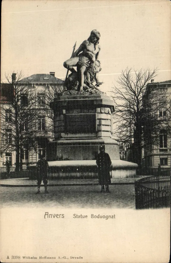 Antwerpen - Statue Boduognat — Wilhelm Hoffmann A.-G., Dresden, Nr. 3398 - Vorderseite