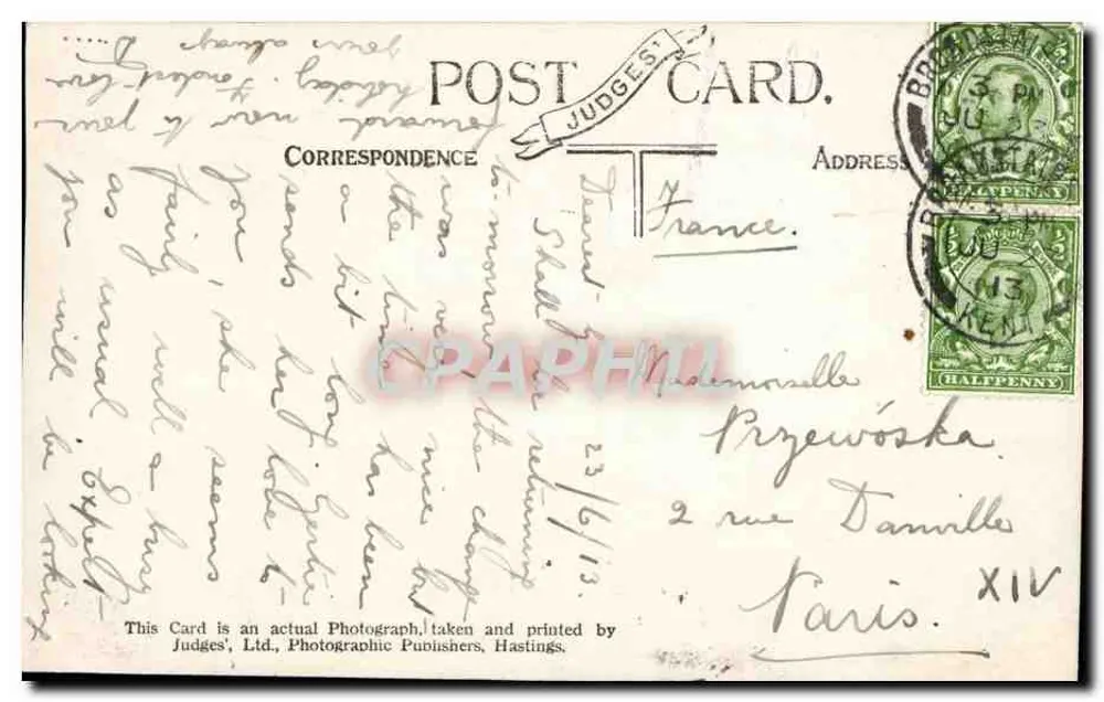 Die Klippen von Broadstairs — Panoramablick — Judges' Ltd., n° 1298 - Rückseite