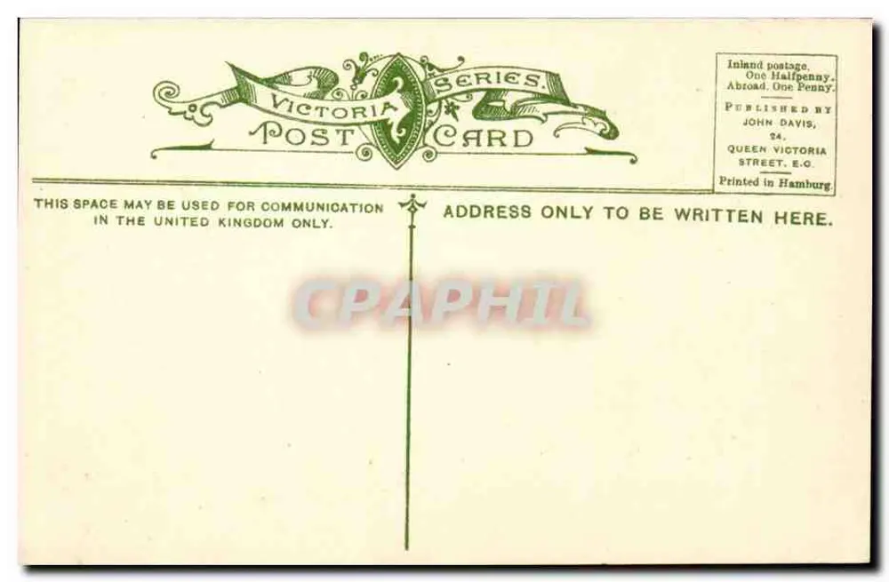 Cliftonville — eine rauhe See — Victoria Post Card Serie, Verlag John Davis - Rückseite