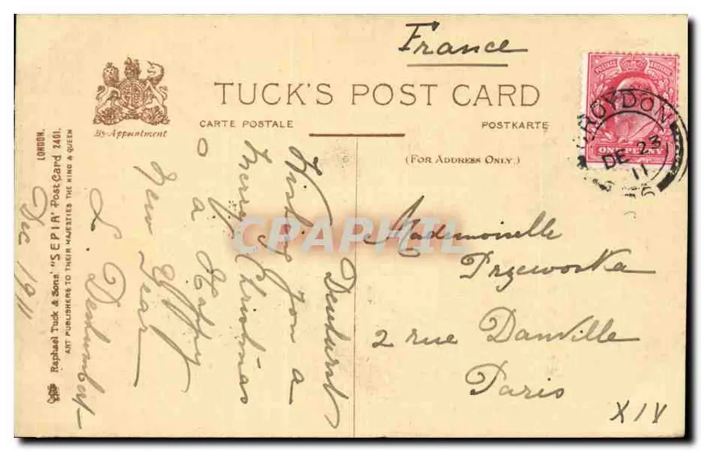 London, Aldwych — Griechisches Theater — Verlag Tuck & Sons - Rückseite