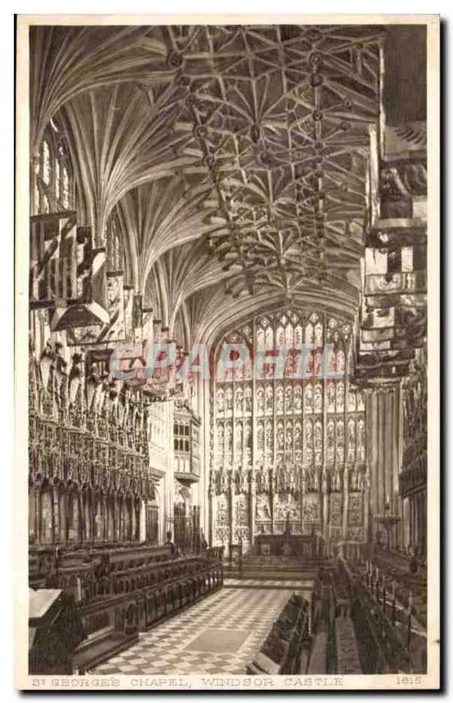 St. Georgs-Kapelle, Windsor Castle — Innenansicht — Verlag J. Manley, Windsor, 1815 - Vorderseite