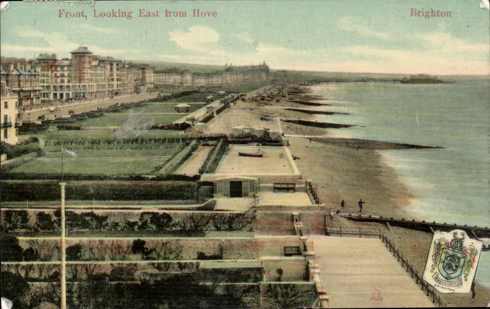 Ansicht der Brighton Promenade — Blick nach Osten von Hove — Verlag The Milton, Serie Nr. 1280 - Vorderseite